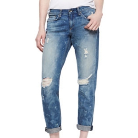 Rag & Bone Distressed Boyfriend Jeans Beacon - Picture 1 of 5